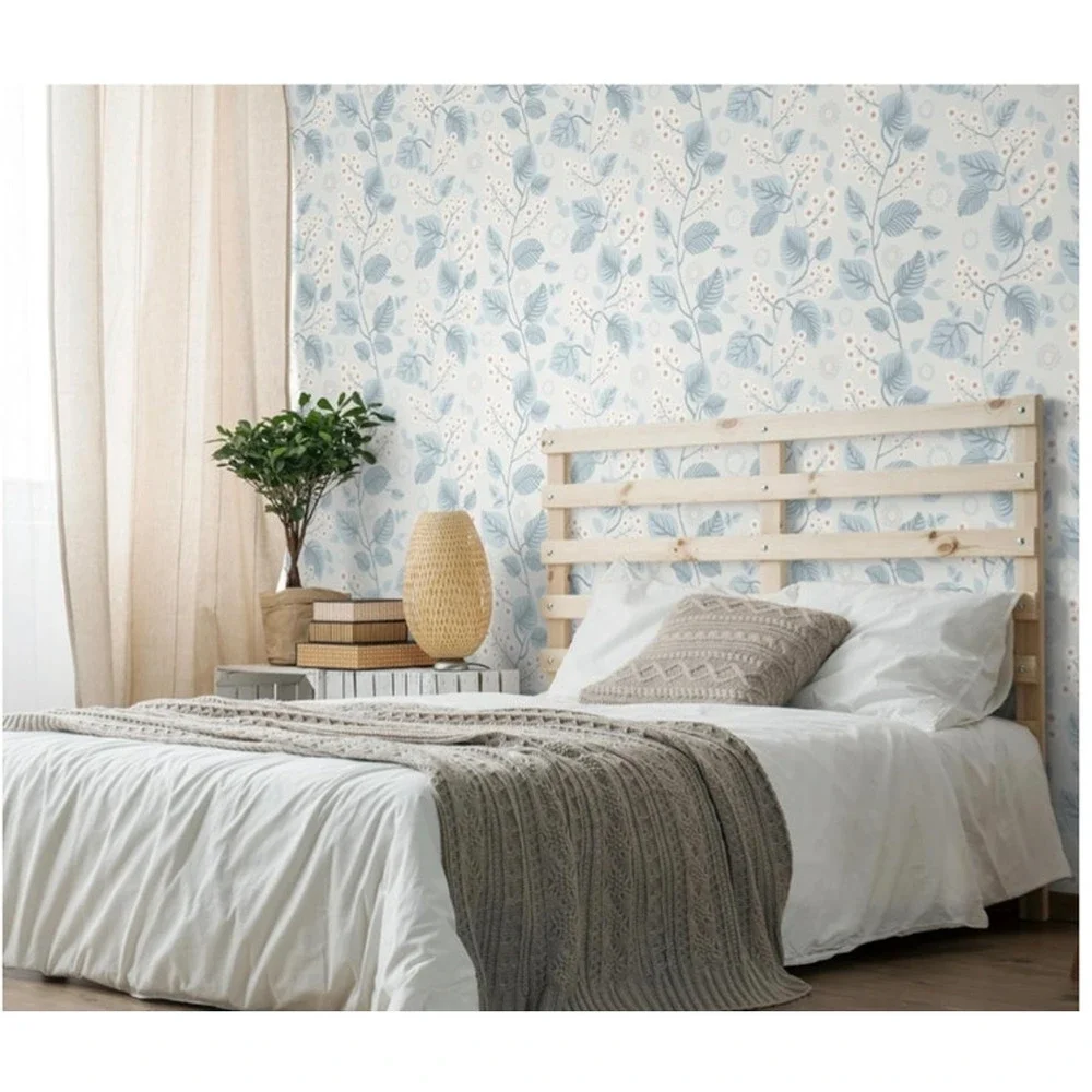 Drhwefsq Floral Peel Stick Wallpaper Blue White Leave 17.3
